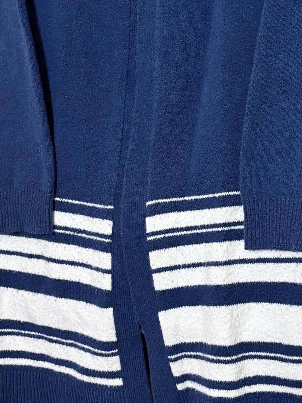 Merona Royal Blue Open-Front Cardigan with White Striped Hem Sz L - Picture 3 of 7